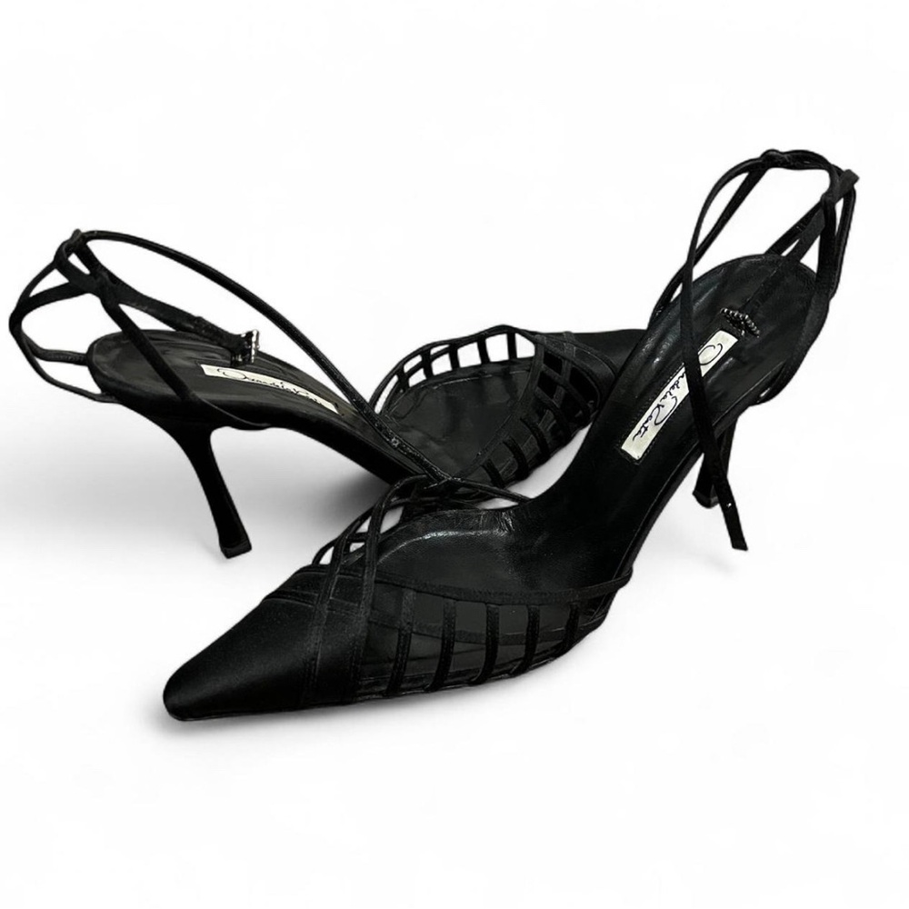 Oscar de la Renta Sz.38 Black Satin Heels